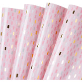 Baby Girl Wrapping Paper Sheet - 12 Sheets Foil Pink Brushstroke Design Folded Flat For Girls Birthday, Baby Showers - 19.7 Inch X 30 Inch Per Sheet