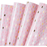 Baby Girl Wrapping Paper Sheet - 12 Sheets Foil Pink Brushstroke Design Folded Flat For Girls Birthday, Baby Showers - 19.7 Inch X 30 Inch Per Sheet