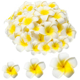 160 Pcs Artificial Plumeria Flower Hawaiian White Foam Frangipani Petals Cap Hair Hat Wreath Floral Diy Craft For Home Beach Wedding Party Decoration (1.6 Inch,2.4 Inch,3.2 Inch)