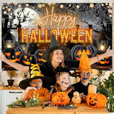 Happy Halloween Banner Scary Graveyard Pumpkin Backdrop 6x3.6ft Horror Party Decorations