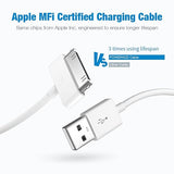 Apple 30 Pin USB Charging Cable 4FT Sync Charger Cord for iPhone 4 4S iPad 1 2 3 iPod White