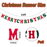 Merry Christmas Banner-Red And Green Merry Christmas Sign Felt Garland For Christma Party Decorations Holiday Mantle Fireplace Home Decor