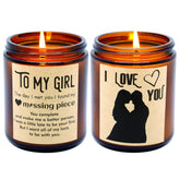 2 Packs I Love You To My Girl Gifts For Her, Romantic Lavender And Vanilla & Jasmine Scented Natural Soy Wax Glass Jar Candles Set To Girlfriend Wife