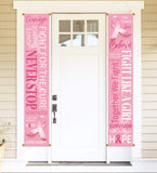 Breast Cancer Awareness Banner Decorations - Pink Ribbon Porch Sign Outdoor Indoor Party Supplies Ornaments