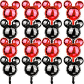 24 Pc 18" Mouse Head Foil Balloons Red & Black Mylar Party Decor & Photo Props