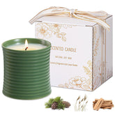 Natural Soy Wax Scented Candle, Sandalwood Fragrance, Green Ceramic Container, Handmade Luxury Home Decor With Cotton Wick, Reusable Jar