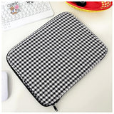 Gingham Puffy Laptop Sleeve 11-13 Inch Y2K Coquette Carrying Laptop Bag Fairycore Cover Pouch Sleeve Computer Liner Bag (11 Inch,Black)