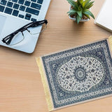 Persian Mouse Pad - Luxury Ergonomic Carpet Mouse Mat Rug Oriental Design - 10X7 Inches Fringed Multi-Functional Desk Accessory - Non-Slip Rubber Base (Blue Persian)