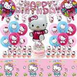 Kitty Birthday Party Supplies, Party Decorations Set Include Banner, Balloons, Hanging Swirls, Cake Cupcake Toppers, Tablecloth For Girls Kitty Theme Party