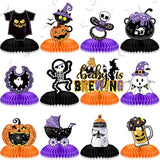 12 Pieces Halloween Baby Shower Decorations A Baby Is Brewing Honeycomb Table Centerpieces For Halloween Gender Reveal Party Favor Supplies(Purple,Fashion)