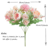 Fake Artificial Flowers, Peony Silk Hydrangea Bouquet Decor Plastic Carnations Flower Arrangements Wedding Decoration Table Centerpieces (Light Pink)