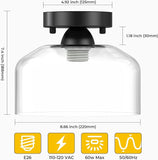Semi Flush Mount Ceiling Light Matte Black Clear Glass Farmhouse Pendant Fixture