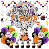 Halloween Party Decorations with Drink Up Witches Banner, Balloons & Swirls