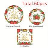 60-Piece Christmas Paper Plates and Napkins Set for Holiday and Party Decor