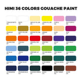 Himi Gouache Paint Set, 36 Colors X 12Ml Twin Jelly Cup Design With 3 Paint Brushes And A Palette In A Carrying Case Perfect For Artists, Students, Gouache Opaque Painting