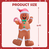 12Ft Christmas Inflatable Decor Build-In Led Outdoor Decorations For Yard/Lawn/Garden (12Ft Gingerbread Man)