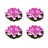 4Pcs Large Artificial Floating Lotus Flowers, Home Garden Pond Aquarium Wedding Decor (7Inch) (Purple)