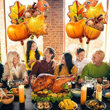 18pcs Fall Thanksgiving Foil Balloons Maple Leaf Pumpkin Acorn Squirrel for Autumn Party Decor