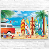, Xtralarge Beach Backdrop For Parties - 72X44 Inch | Beach Party Decorations, Summer Banner, Summer Party Decorations | Surfboard Backdrop, Surf Board Decoration | Hawaiian Luau Decoration