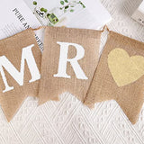 8 Pcs/Set MR and MRS Burlap Banner, Wedding Hanging Banner for Wedding Photo Props, Table or Backdrop Decorations