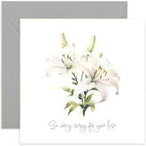 Old English Co. 'Very Sorry For Your Loss' Sympathy Card For Friends And Family - Floral Watercolour White Lily Flower Condolences Greeting Card - Sorry Greeting Card | Blank Inside Envelope