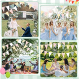 49Ft Pink Green Gingham Camp Bride Banner Camp Bachelorette Decorations Pink Green Plaid Paper Pennant Flag Garland Streamer For Glamping Wedding Bridal Baby Shower Bridesmaid Party Decorations