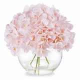 Silk Hydrangea Artificial Flowers In Vase With Faux Water, Pink Hydrangea Artificial Flowers With Vase Home Decor Indoor (Pink)