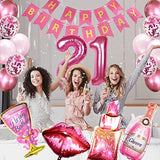 21St Birthday Decorations For Her - Hot Pink Happy Birthday Banner, Po