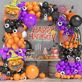 Halloween Balloon Arch Garland Kit Black Orange Purple Confetti Pumpkin Balloons Party Decor
