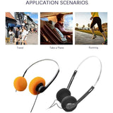 Orange Retro Headband Wired Headphones With Adjustable Headband, Mini Over-Ear Stereo Headphones, Lightweight, Fits Most Cell Phone Playback Devices (Pack Of 2)