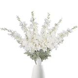 6 Pcs White Delphinium Artificial Flowers Larkspur Artificial Flowers, 33.5 In Fake Flowers Bulk Silk Flowers With Stems Real Look For Home Garden Wedding Arrangement Decor(White)