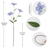 Blue Artificial Lilies Long Stem 5 Pcs 33.46” Realistic Lilies Flower Home Decor 3 Heads Blooming Lily For Room Home Bath Outdoor Garden Party Aisle Arrangement(Blue