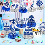 12pcs Blue Silver Honeycomb Centerpieces for Men's Birthday Party Decorations