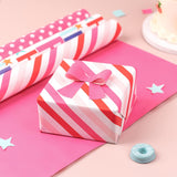 Reversible Birthday Wrapping Paper Roll - Mini Roll -Happy Birthday & Teal/Dot & Pink/Stripe And Hot Pink Design - 17 X 120 Inches - 3 Rolls (42.5 Sq.Ft.Ttl.)