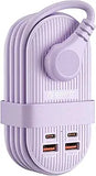 22.5W Travel Power Strip 7 in 1 3 Outlets 4 USB Ports 4FT Flat Plug