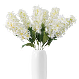 8Pcs White Hyacinth Artificial Flowers 25.5 In Long Stem Delphinium Flowers Silk Snapdragon Fake Flowers For Table Centerpieces Home Wedding Party Decoration (White)