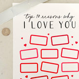 Scratch Away I Love You Card - Top 10 Reasons Why I Love You - Valentines Day, Anniversary, Birthday, Wedding - 8.5"X11" - Personalized Card - Custom Love Card - Scratch Off Stickers - Gift For Kids, Husband, Wife (Red)