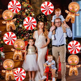 11 PCS Large Gingerbread Balloons Red Candy Balloons Set