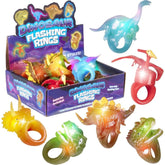12-Pack Dinosaur LED Light Up Rings Glow Party Favors for Kids and Adults