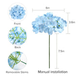 26 Pieces Hydrangea Artificial Flowers Silk Hydrangea Flowers Artificial Flowers Heads With Stems For Home Wedding Party Decorations (Blue)