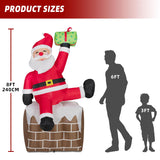 8Ft Christmas Inflatables Santa Claus On The Chimney,Christmas Inflatables Decorations Outdoor/Indoor,Blow Up Santa Clau