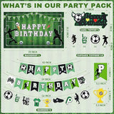 87Pcs Soccer Birthday Party Decorations - Tablecloth, Banner, Balloons & Cake Toppers