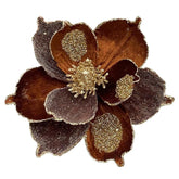 10In Brown Christmas Flowers 8 Pcs Large Christmas Glitter Magnolia Flowers Christmas Tree Ornaments Giant Artificial Flowers With Stems For Xmas Tree Holiday Decorations