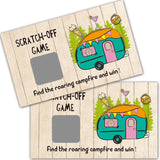 50 Pack Camping Theme Scratch Off Game, Campervan Roaring Campfire Scratch Card For Baby Shower Birthday Party Lottery Group Camping Games Enterprises Activity, Baby Shower Idea
