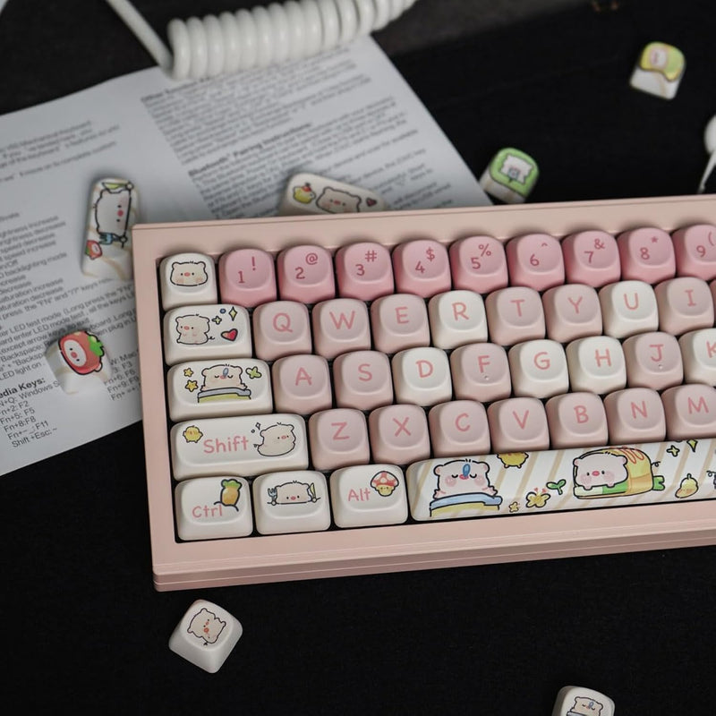 Pbt Pink Pig Keycaps Set Moa Profile Cute Keycaps 144 Keys Custom Dye-Sublimat