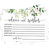 Advice And Wishes For The Mr And Mrs – Wedding Advice Cards For Bridal Shower, Games And Favors For Guests, Eucalyptus Greenery Decor, 50 Cards