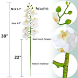 2Pcs Real Touch Orchids Stems Artificial Flowers Fake Phalaenopsis Orchid For Table Centerpiece Home Kitchen Wedding Party Decoration … (White)