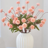 Pompon Mum Artificial Flower, 5Pcs Faux Silk Mini Chrysanth With Stems, Bsimulation Of 5 Autumn Ball Chrysanthemum Dandelion Fake Flowers Wedding Home Diy Decoration (Baking Powder)