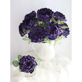 Artificial Flowers 16Pcs 4" Deep Purple Blooming Peonies Fake Roses With Stem For Diy Wedding Bouquets Centerpieces Baby Shower Party Home Decorations