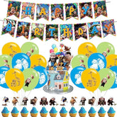 Inspired Birthday Decorations, Cartoon Game Party Decorations Include Happy Birthday Banner, Balloons, Cake Toppers And Cupcake Toppers For Boys Girls Party Decor